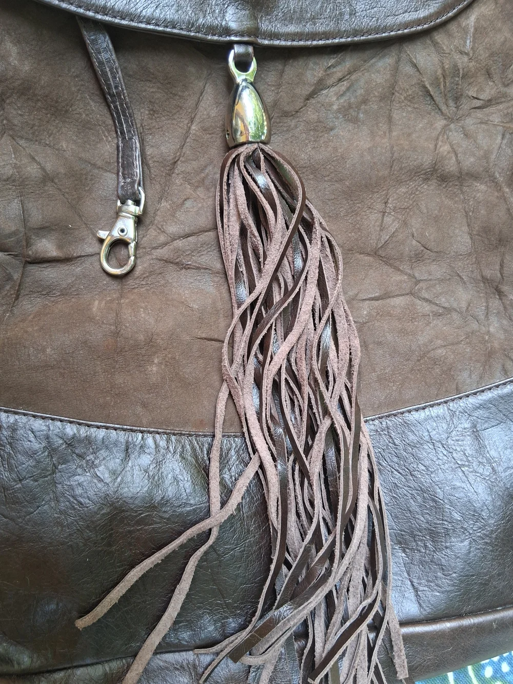 Vintage Diana Sanabria Fringed Oversized Crossbody Bag Brpwn